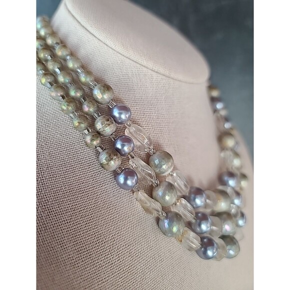 Multistrand Adjustable Beaded Necklace Vintage Japan Costume Jewelry, READ - Picture 8 of 10